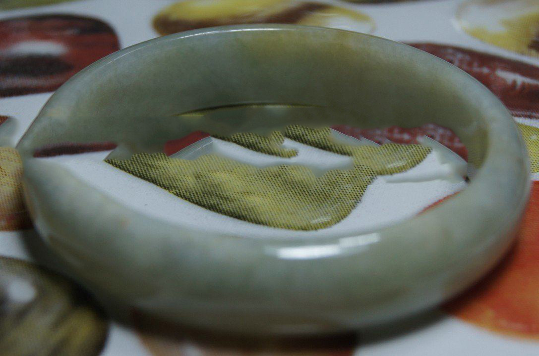 Vintage Untreated A Grade Burma Green 100% Natural A Chinese Jade Bangle Bracelet 58CM
