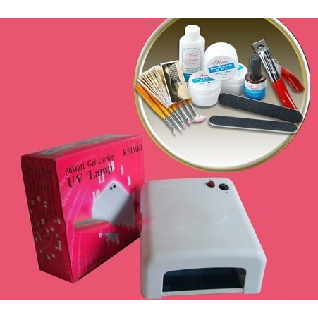 Professional Full Set UV Gel Kit 39W UV Gel Lamp With 4 x 9 Watt Lamp Tubes 12 Color Glittter Rhinestone Nail