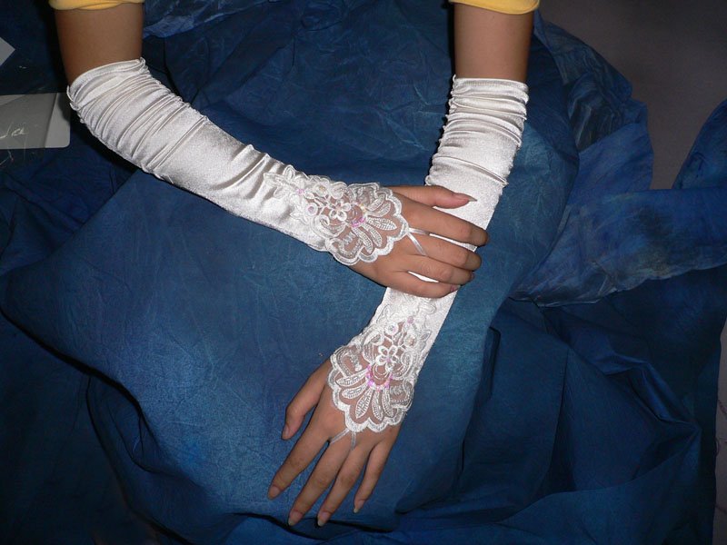 New Desgin Long Satin Lace Elbow Bridal Gloves