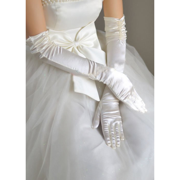 Brand New Chalk Silk Long Elbow Bridal Gloves