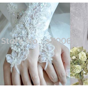 New Desgin White Polyester Cotton Elbow Style Bridal Gloves