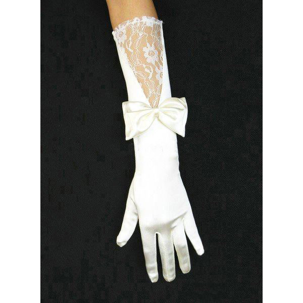 Free Shipping Elegant Ivory Full Finger Below Elbow Bridal Satin Gloves