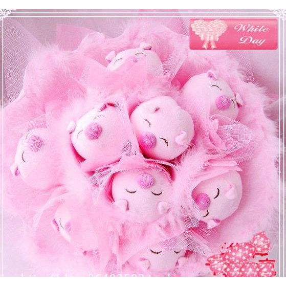 Romantic Pink Pig Bouquet for Wedding,Valentine Gift, Birthday, Christmas Gift