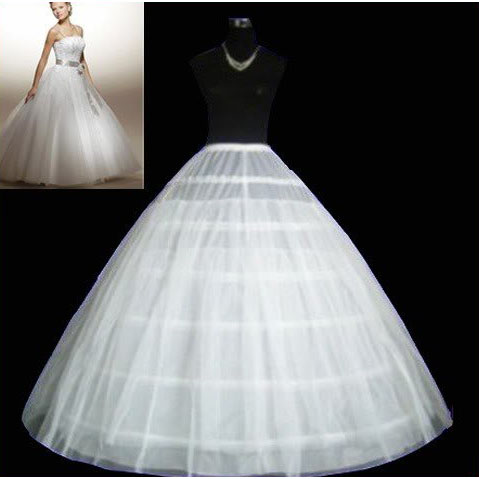 White Plain Dyed 2 Layer Tulle Adjustable 6 Hoops Petticoat Crinoline