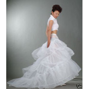White Floor-length Bridal Train Style 4-Hoop Petticoat Crinoline