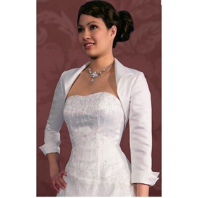 Sparkle Long Sleeves Ivory Taffeta Bridal Wedding Jacket WT214