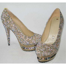 High Heels Genuine Luxury Ladie's Shoes, Colorful Diamond Women's shoes / Wedding Shoes