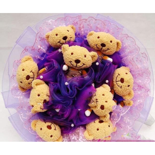 Relaxing Bear Wedding Bouquet Valentine's Gift