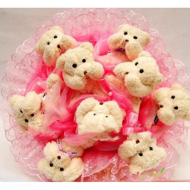 Cute Brown Bear Wedding Bouquet Valentine's Gift Christmas Favor