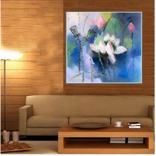 Abstract Flower Oil Painting on Canvas Stretched Framed with Wood JYJhh063