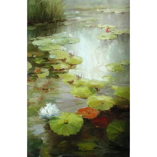 Art Landscape Lotus Flower Oil Painting On Canvas
