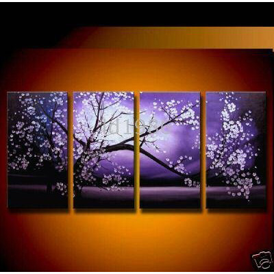 4PS Oil Painting on Canvas Abstract-shan Plum Blossom