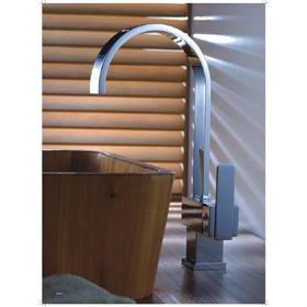 Kitchen Faucet with Single Lever Handle in Chrome Square Lijia Faucet F6602
