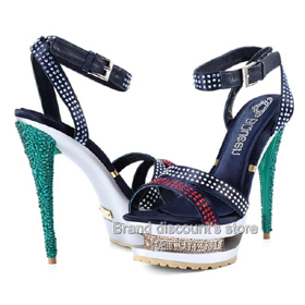 Fashion Crystal Sexy Sandal, Lady High Heel Waterproof Platform Shoes