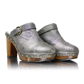 New Fashion Women's High Heeled Genuine Leather Clog Shoes