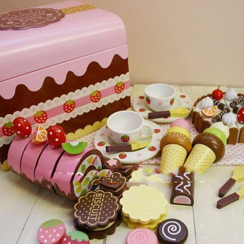Free Shipping Mother Garden Sweet Chocolate Cake & Afternoon Tea Set Wooden Toy
