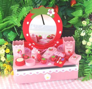 Free Shipping Wooden Toys-Strawberry Red Mother Garden Dressing Table