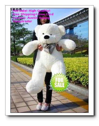 39 Inches Classical White Giant Plush Teddy Bear, Stuffed Teddy Bear