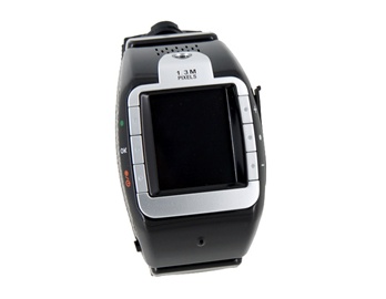 1.3" QVGA Touch Screen Quad Band Single SIM Card Watch Shaped Cell Phone with Bluetooth 8GB TF Card Support (Black)