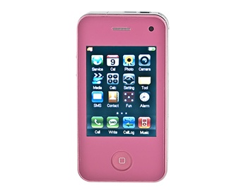 2.4" QVGA Touch Screen Quad Band Tri-SIM Tri-Standby Cell Phone with FM Bluetooth 4GB TF Card Support(Pink)