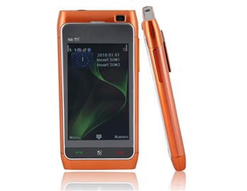 3.0" QVGA Touch Screen Quad-band Dual Sim Single Standby Cell Phone with JAVA FM Camera TV Bluetooth (Orange)