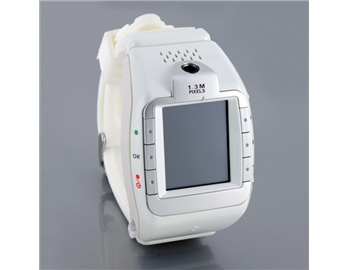 1.3" QVGA Touch Screen Quad Band Single SIM Card Watch Shaped Cell Phone with Bluetooth (White)