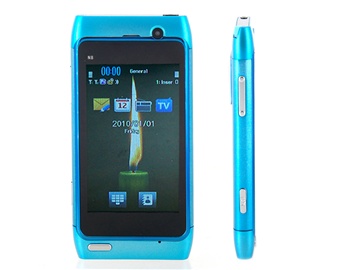 3.0" TFT Touch Screen Quad Band Dual SIM Dual Standby Cell Phone with TV FM Bluetooth (Blue)