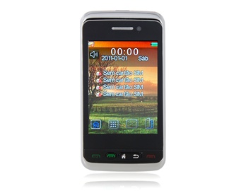 3.0" TFT Touch Screen Quad Band Quad SIM Tri-Standby Cell Phone with TV FM Java Bluetooth(Black)