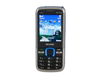 2.6" TFT Screen Quad-band Triple SIM TripleStandby Candy Bar Cell Phone with TV JAVA FM Camera Bluetooth 8 GB TF Card Support (Blue)
