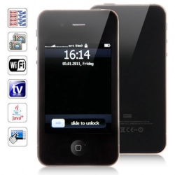 Quad Band Quad Cards with Wifi Analog TV Java Touch Screen Cell Phone (Black)