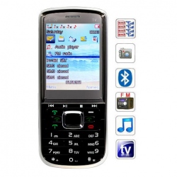 Quad Band Quad Cards Analog TV FM Bluetooth Cell Phone(Black)