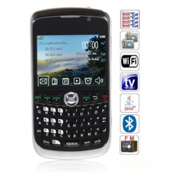 Quad Band Quad Cards with Wifi Analog TV Java QWERTY Keyboard Cell Phone(Black)