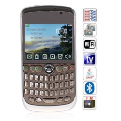 Quad Band Quad Cards with Wifi Analog TV Java QWERTY Keyboard Cell Phone(Brown)