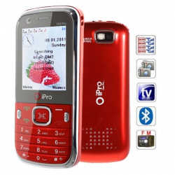 Quad Band Quad Cards with Analog TV FM Cell Phone(Red)