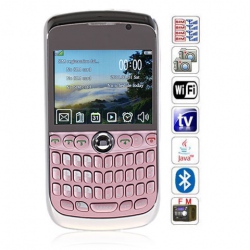 Quad Band Quad Cards with Wifi Analog TV Java QWERTY Keyboard Cell Phone(Pink)
