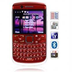 Quad Band Quad Cards With Analog TV QWERTY keyboard Cell Phone(Red)