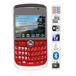 Quad Band Quad Cards with Wifi Analog TV Java QWERTY Keyboard Cell Phone(Red)