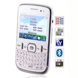 Quad Band Quad Cards with Analog TV FM QWERTY Keyboard Cell Phone(White)