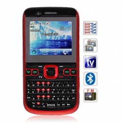 Quad Band Quad Cards With Analog TV QWERTY keyboard Cell Phone(Red with Black)
