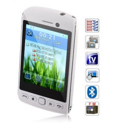 Quad Band Quad Cards with Analog TV FM Touch Screen Cell Phone(White)