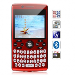 Quad Band Quad Cards With Analog TV QWERTY keyboard Cell Phone(Black with Red)