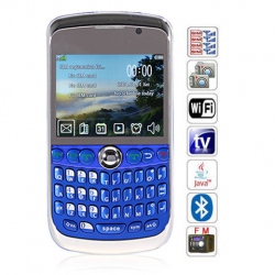 Quad Band Quad Cards with Wifi Analog TV Java QWERTY Keyboard Cell Phone(Blue)