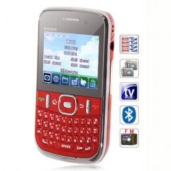 Quad Band Quad Cards with Analog TV FM QWERTY Keyboard Cell Phone(Red)