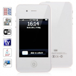 Quad Band Quad Cards with Wifi Analog TV Java Touch Screen Cell Phone (White)