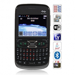 Quad Band Quad Cards with Wifi Analog TV Java FM QWERTY Keyboard Cell Phone(Black)
