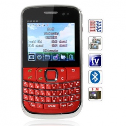 Quad Band Quad Cards Analog TV Bluetooth QWERTY keyboard Cell Phone(Red)