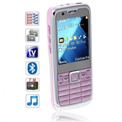 Quad Band Dual SIM Cards Analog TV FM Bluetooth Cell Phone(Pink with Silver)