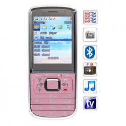 Quad Band Dual Cards Analog TV FM Bluetooth Cell Phone(Pink)