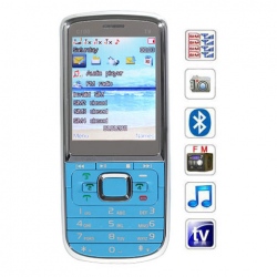 Quad Band Dual Cards Analog TV Bluetooth FM Cell Phone(Blue)