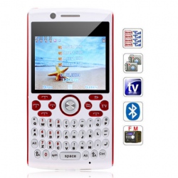 Quad Band Dual Cards With Analog TV QWERTY keyboard Cell Phone(Red with White)